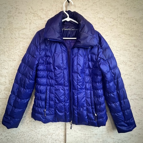 Kenneth Cole Winter Puffer Jacket Duck Down & Waterfowl Feathers Sz Large Purple - Picture 1 of 16